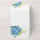 Watercolor Blue Flower Wedding Invitation オールインワン招待状 (外側)