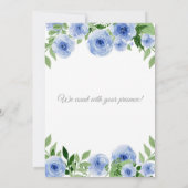 Watercolor Blue Flowers Baby Shower Invitation 招待状 (裏面)