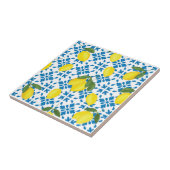 Watercolor Blue French Country Lemon Pattern Tile タイル (側面)