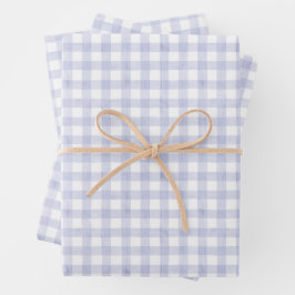 Watercolor Blue Gingham ラッピングペーパーシート