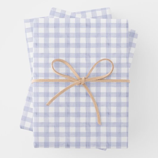 Watercolor Blue Gingham ラッピングペーパーシート (インサイチュ)