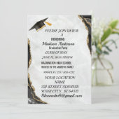 Watercolor Blue Gold Marble Agate Graduation Party カード (スタンド正面)