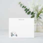 Watercolor Blue Golf cart, Golfers Personalized サンキューカード (スタンド正面)