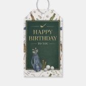 Watercolor Blue Green Golf Pattern Happy Birthday ギフトタグ (裏面)