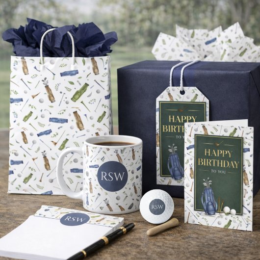 Watercolor Blue Green Golf Pattern Necktie ネクタイ