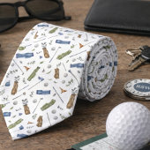 Watercolor Blue Green Golf Pattern Necktie ネクタイ