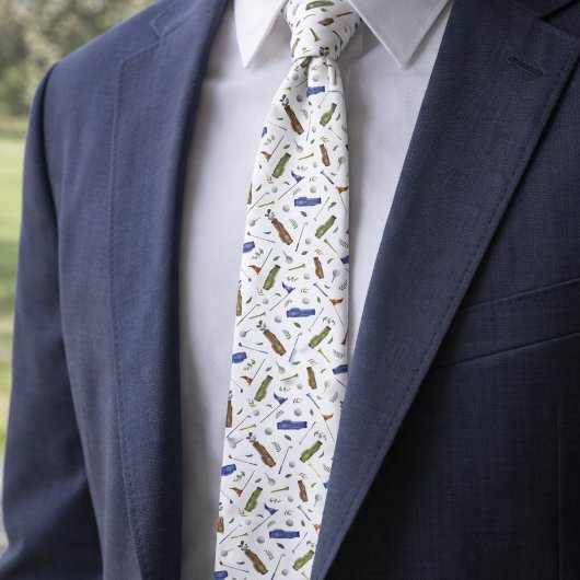 Watercolor Blue Green Golf Pattern Necktie ネクタイ