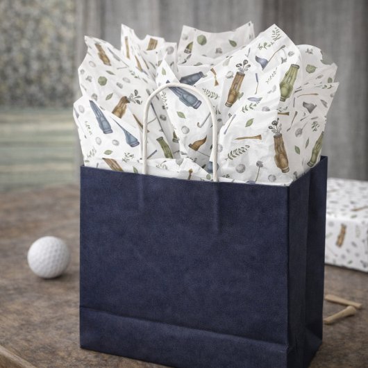 Watercolor Blue Green Golf Pattern Tissue Paper 薄葉紙
