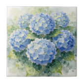 Watercolor Blue Hydrangea Bouquet タイル (正面)
