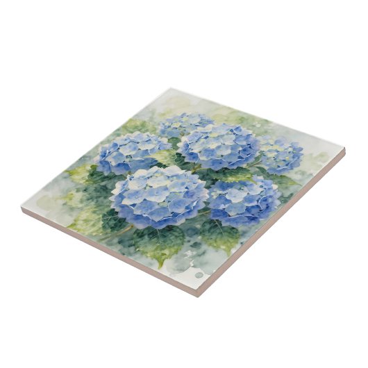 Watercolor Blue Hydrangea Bouquet タイル (側面)