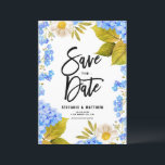 Watercolor Blue Hydrangea Floral セーブザデート<br><div class="desc">Share your wedding date with this customizable save the date card. It features watercolor floral frame of hydrangeas,  white flowers,  and greenery. Personalize this floral save the date announcement by adding your details. This blue hydrangea save the date card is perfect for spring and winter weddings.</div>