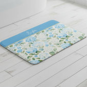 Watercolor Blue Hydrangea Floral Name バスマット