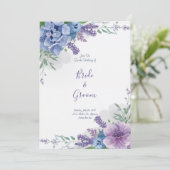 Watercolor Blue Hydrangea Purple Lavender Floral 招待状 (スタンド正面)