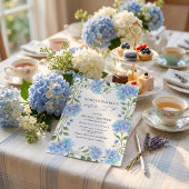 Watercolor Blue Hydrangea Something Blue Bridal  招待状