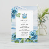 Watercolor Blue Hydrangea Wedding Invitation 招待状 (スタンド正面)