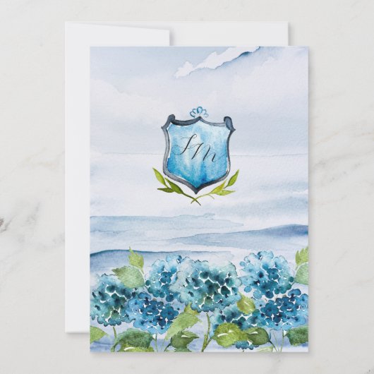 Watercolor Blue Hydrangea Wedding Invitation 招待状 (裏面)