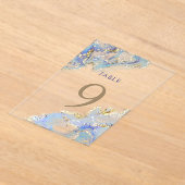 watercolor blue ink Table Number 9 アクリル招待状 (レイダウン)