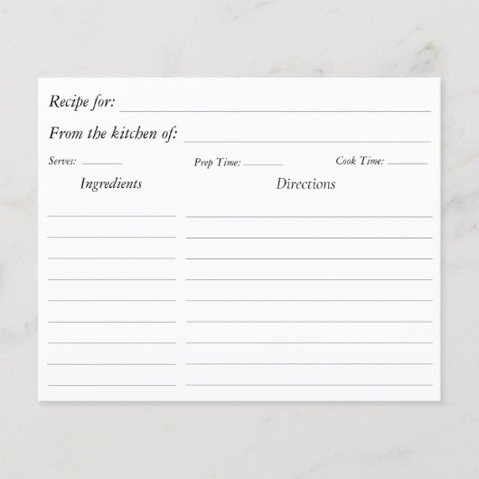 Watercolor Blue Italian Tile Lemon Recipe Card (正面)