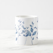 Watercolor Blue Leaves コーヒーマグカップ (中央)