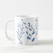 Watercolor Blue Leaves コーヒーマグカップ (左)