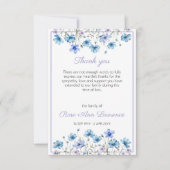 Watercolor Blue Meadow Flowers Funeral サンキューカード (正面)