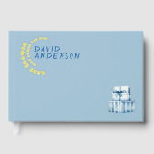 Watercolor blue minimalist baby shower boy ゲストブック (正面)