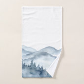 Watercolor Blue Mountains Trees バスタオルセット (ハンドタオル)