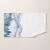 Watercolor Blue Mountains Trees バスタオルセット (ハンドタオル)