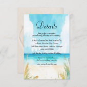 Watercolor Blue Ocean Beach Wedding Details Card (正面/裏面)