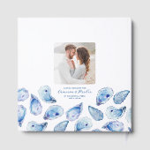 Watercolor Blue Oyster Shell Square Wedding ゲストブック (裏面)