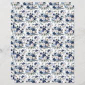 Watercolor Blue Peonies Scrapbook Paper (正面/裏面)