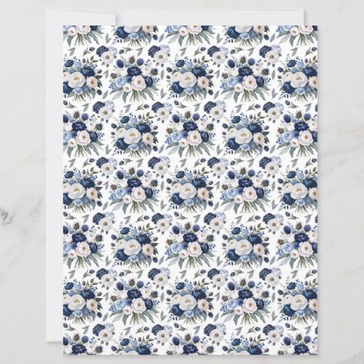 Watercolor Blue Peonies Scrapbook Paper (裏面)
