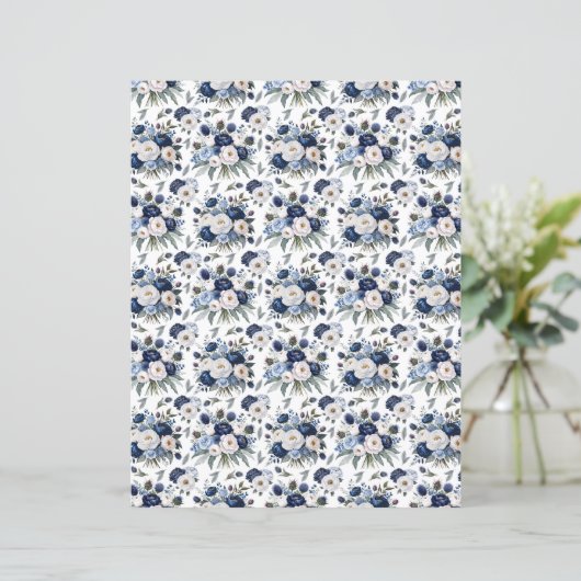 Watercolor Blue Peonies Scrapbook Paper (スタンド正面)