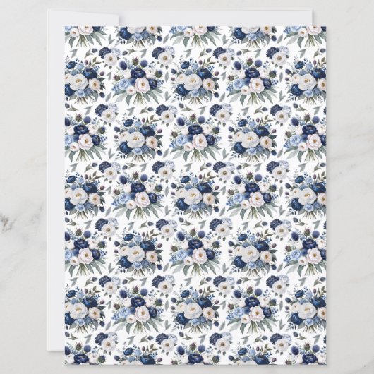 Watercolor Blue Peonies Scrapbook Paper (正面)