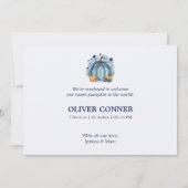 Watercolor Blue Pumpkin Baby Boy Announcement 案内状 (裏面)