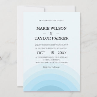 Watercolor blue Rainbow wedding Invitation 招待状