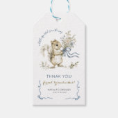 Watercolor Blue Ribbon Squirrel Baby Thank You ギフトタグ (正面)