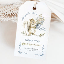 Watercolor Blue Ribbon Squirrel Baby Thank You