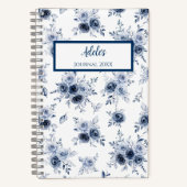 Watercolor Blue Rose Personalized Journal Notebook ノートブック (正面)