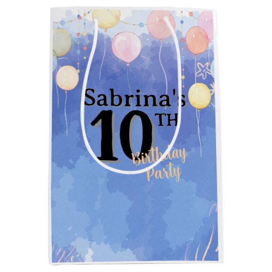 Watercolor Blue Sky ミディアムペーパーバッグ (正面)