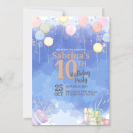 Watercolor Blue Sky Balloon Magnetic Card マグネット招待状