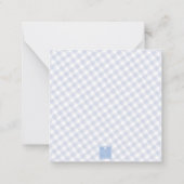 Watercolor Blue Stork Gingham Monogram Crest ノートカード (裏面)