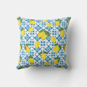 Watercolor Blue Tile Yellow Lemon Watercolor クッション (裏面)