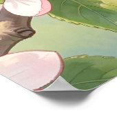 Watercolor Blue Tit Bird on Apple Tree Spring ポスター (角)