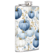 WATERCOLOR BLUE & WHITE FALL AUTUMN PUMPKINS フラスク (右)