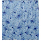 Watercolor Blue Wild Flowers Bouquet シャワーカーテン (正面)