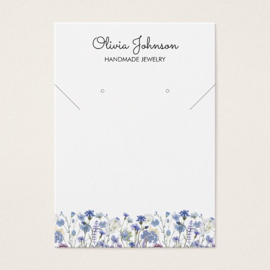 Watercolor Blue Wildflower Jewelry Display Card (正面)
