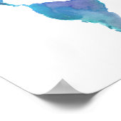 Watercolor Blue World Map ポスター (角)