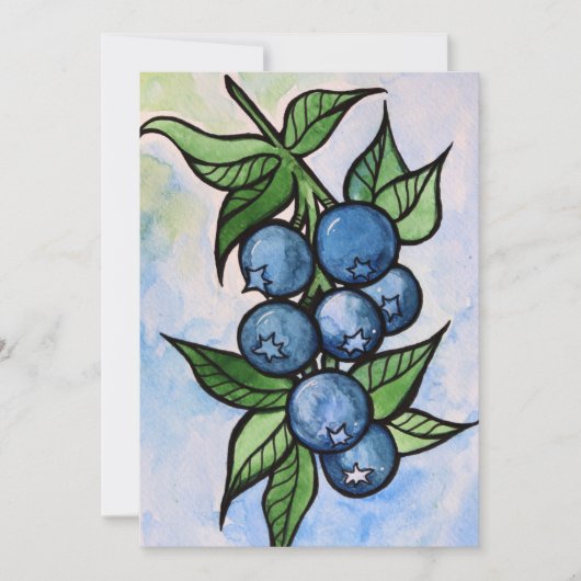 Watercolor Blueberries 招待状 (正面)