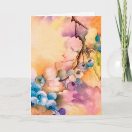 Watercolor Blueberry Greeting Card  Any Occasion ノートカード (正面)